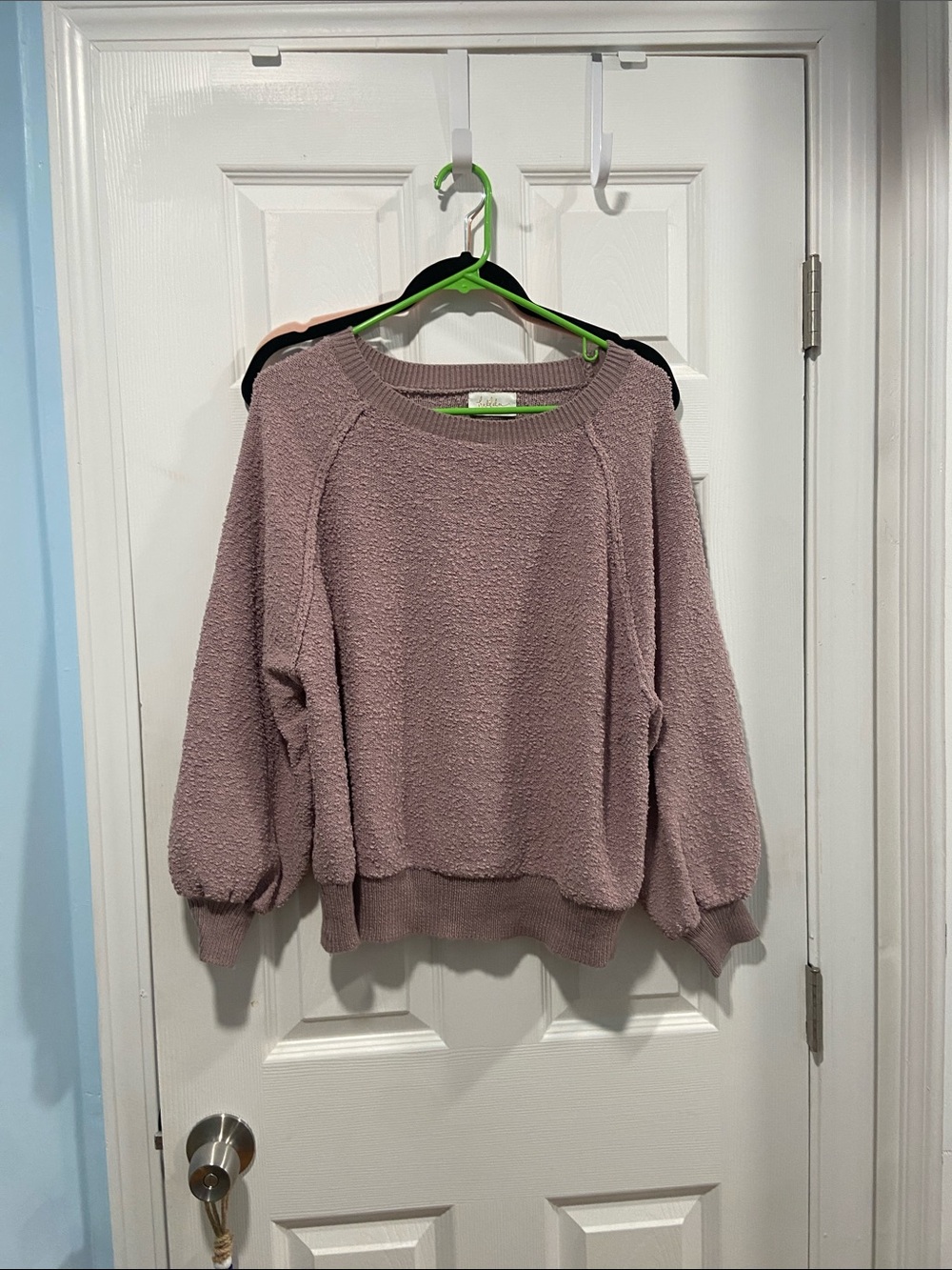 Cozy Lavender Bouclé Crewneck Sweater - Relaxed Fit
